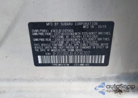 2020 Subaru Crosstrek from USA, damaged, VIN JF2GTABC4L8206707